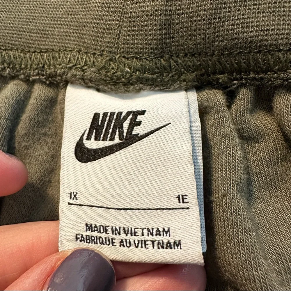 NIKE WOMEN'S SPORTSWEAR HIGH-WAISTED WIDE-LEG TERRY PANTS 1X‎ OLIVE GREEN